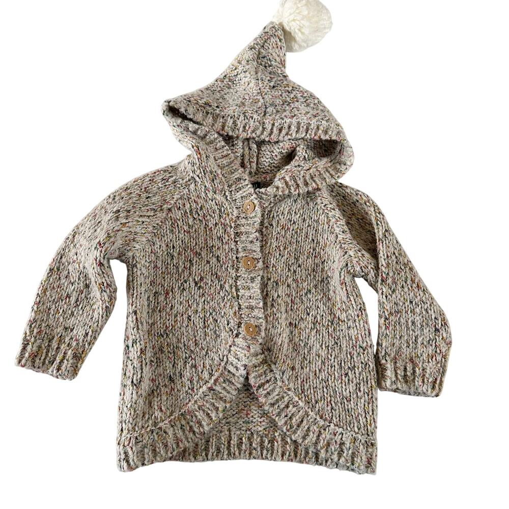 Kiabi Multi-Color Sweater with Pom Pom Hat - 9 Months